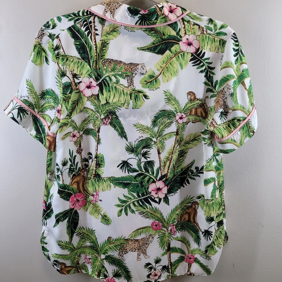 Shady Lady XS Short Sleeve Button Down Pajama Top Monkey Print - Picture 6 of 6